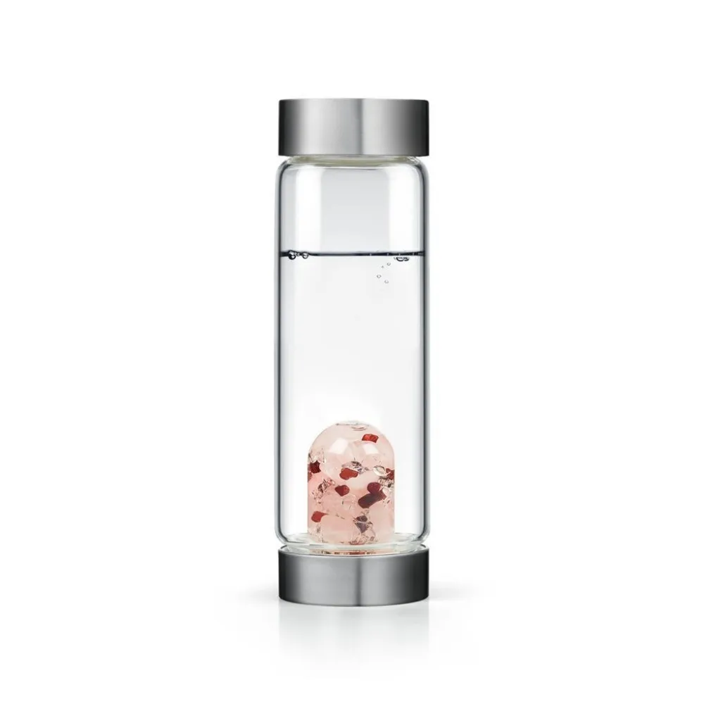 Soffe 600 мл энергетическая целебная бутылка для воды с натуральным кристаллом драгоценный камень кварц My Crystal стеклянные бутылки для воды Bpa бесплатно с крышкой стакан - Цвет: Red Pink crystal