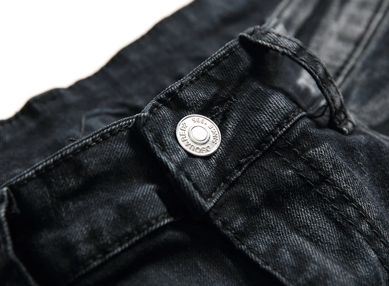 Молодые Мужские Черные уличная одежда Лоскутная Вышивка Окрашенные Джинсы hombre slim fit прямые джинсы homme ткань облегающие брюки