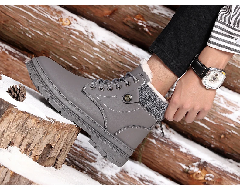 Марка vesonal/мужские Ботильоны; повседневная обувь для мужчин; Новинка; зимние ботинки для взрослых; теплые ботинки с мехом; Короткие Плюшевые кроссовки; мужская обувь