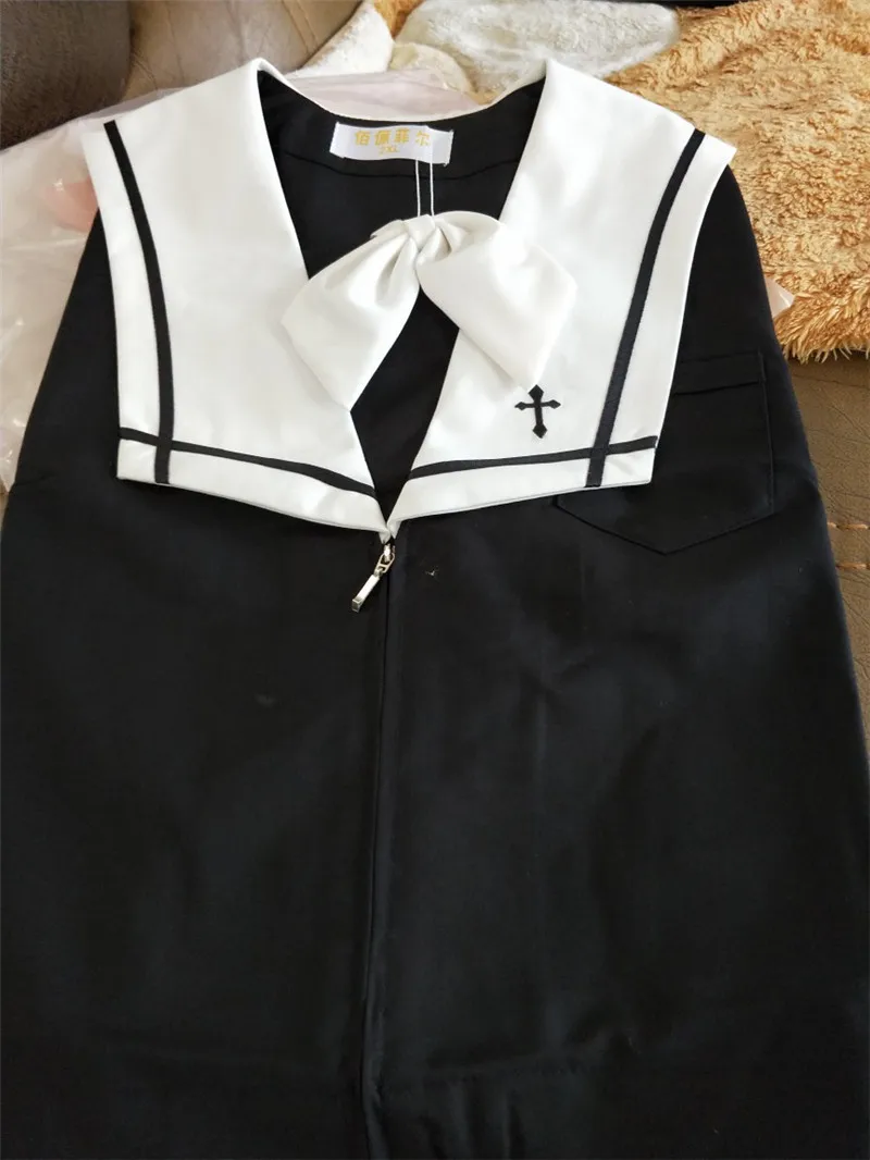 UPHYD школьная форма для японской средней школы черный православные мягкие сестра Короткие/с длинным рукавом школьная форма вышивка крестом