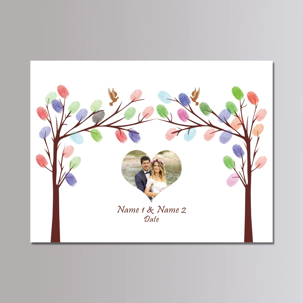 

Free Personalized Wedding Fingerprint Guest Book Personalized Bride and Groom Name Wedding Date Wedding Photo For Wedding Decor