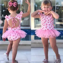 Купальный костюм с фламинго для новорожденных девочек; купальный костюм; пляжная одежда; Модный Купальник с принтом для маленьких девочек; одежда для малышей