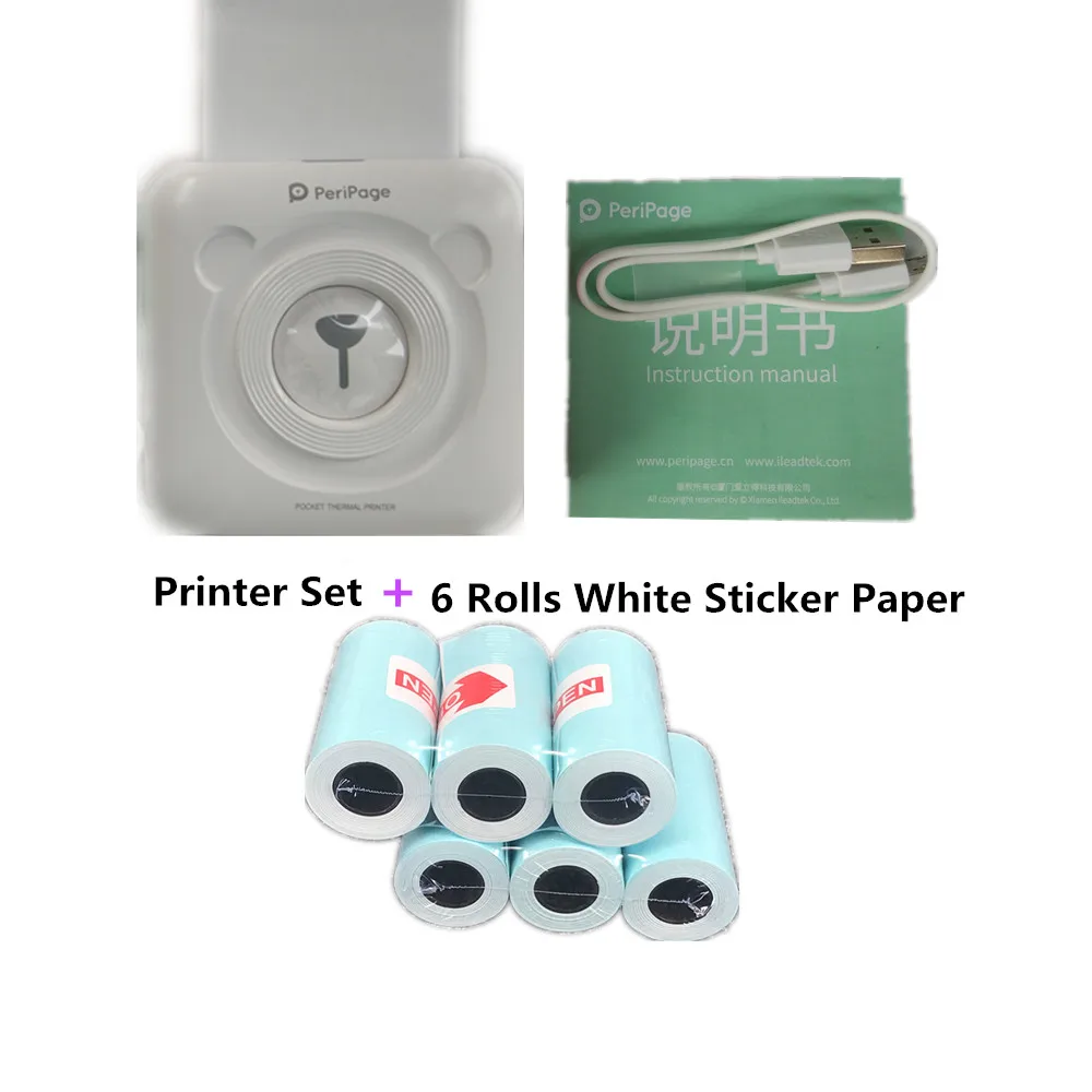 Add 6 Rolls Stickers GOOJPRT Peripage фотопринтер карманный мини-наклейка термопринтер Bluetooth портативный мини-принтер для Android iOS мобильного телефона - Цвет: Add 6 Rolls Stickers