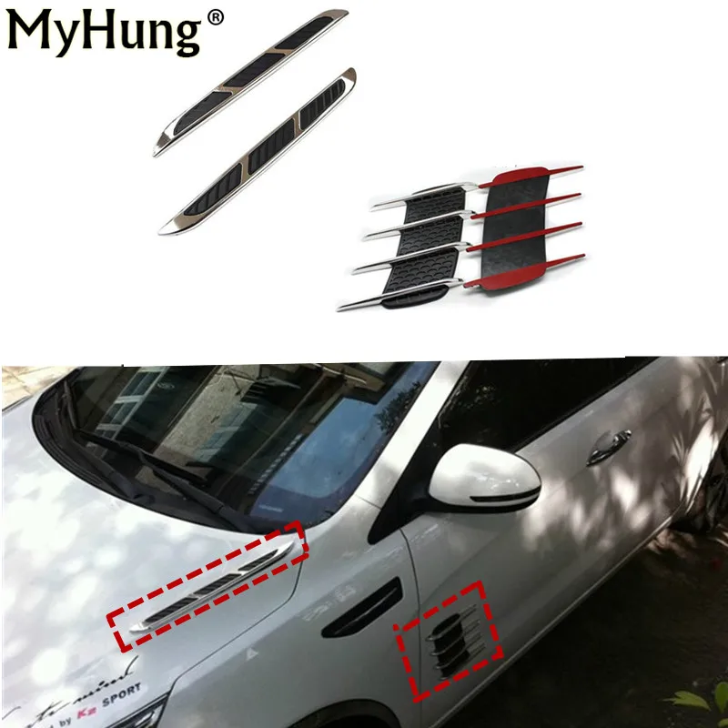 

Car Accessories Universal Car Styling ABS Chromium Sticker Simulation Vents Decorative Shark Gills Outlet Side Vent Sticker