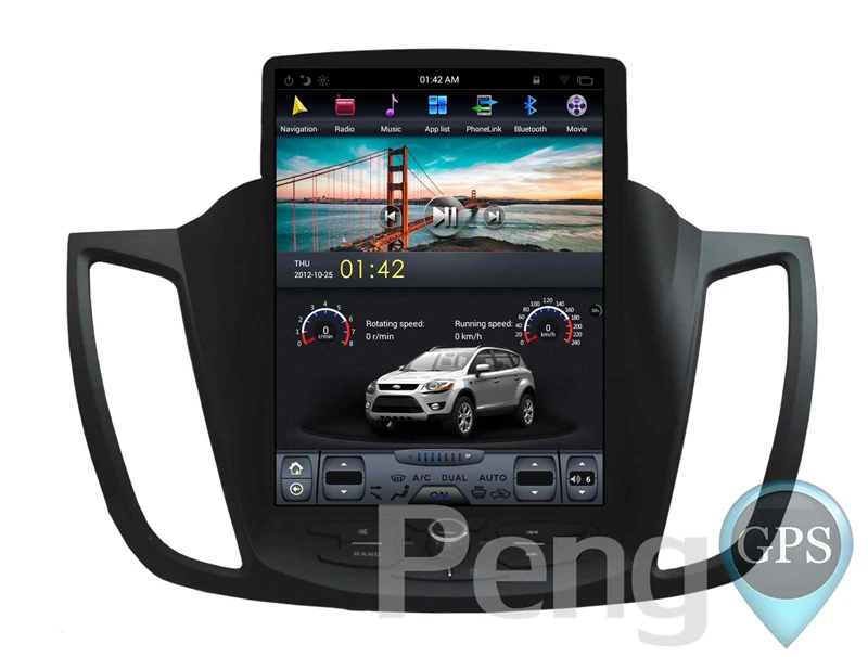 Android 7,1 Автомагнитола для Ford Kuga 2013 gps-навигация, dvd-плеер Tesla вертикальный ips экран 2G+ 64G головное устройство