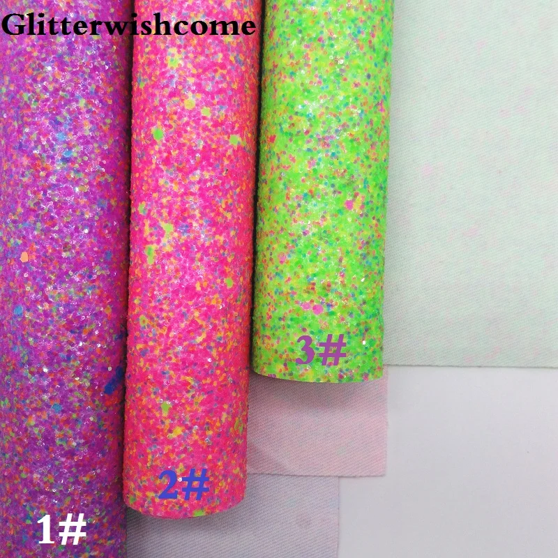 Винил Glitterwishcome размера A4 21 х29 см для бантов крупная блестящая кожаная ткань винил