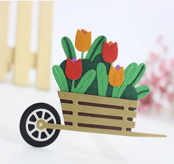 

AZSG Wheelbarrow Potted Plant Cutting Dies For DIY Scrapbooking Card Making Decorative Metal Die Cutter Decoration
