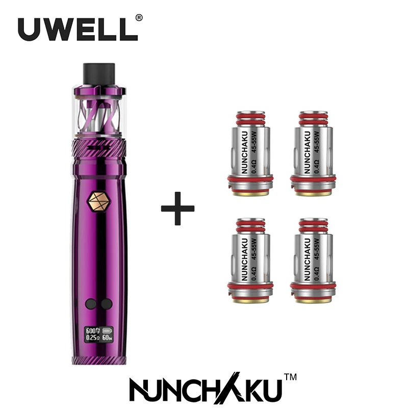 UWELL NUNCHAKU Kit & Coil Set 5 80 Вт с емкостью мл 18650 батареей или USB зарядкой (без батареи)