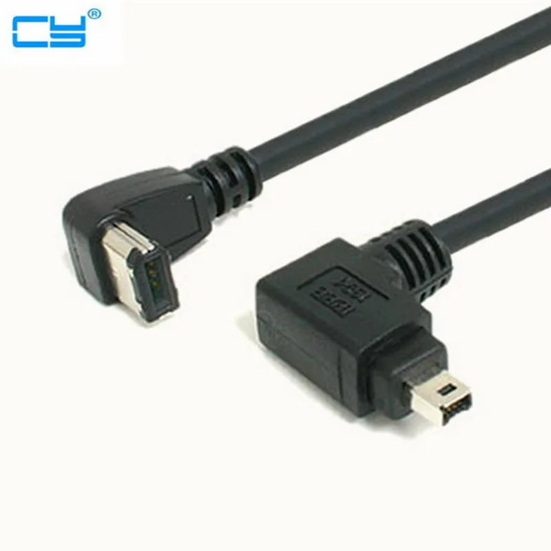 1394 6P up Angled male 90d to 4P male Right Angled 90degree 1m Firewire