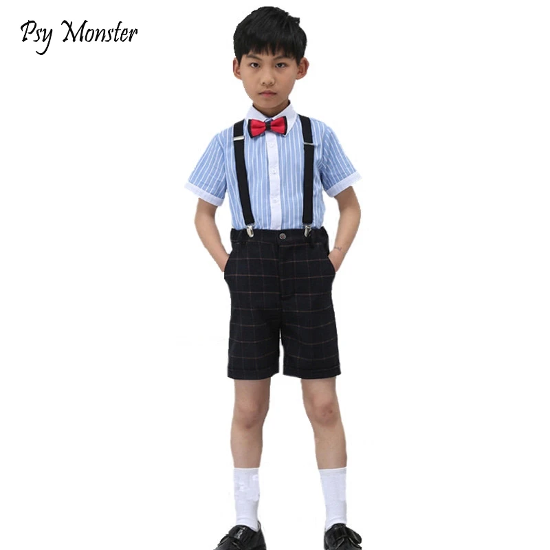 

Brand Baby Boys Suit Birthday Dress Uniform 2Pcs Bow Tie T-Shirt + Overalls Gentleman Performance Children Costume Clothes F97