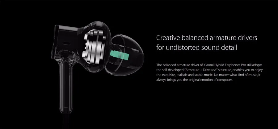 Original Xiaomi Hybrid Pro Three Drivers Graphene Earphone Headphone With Mic For iPhone Android