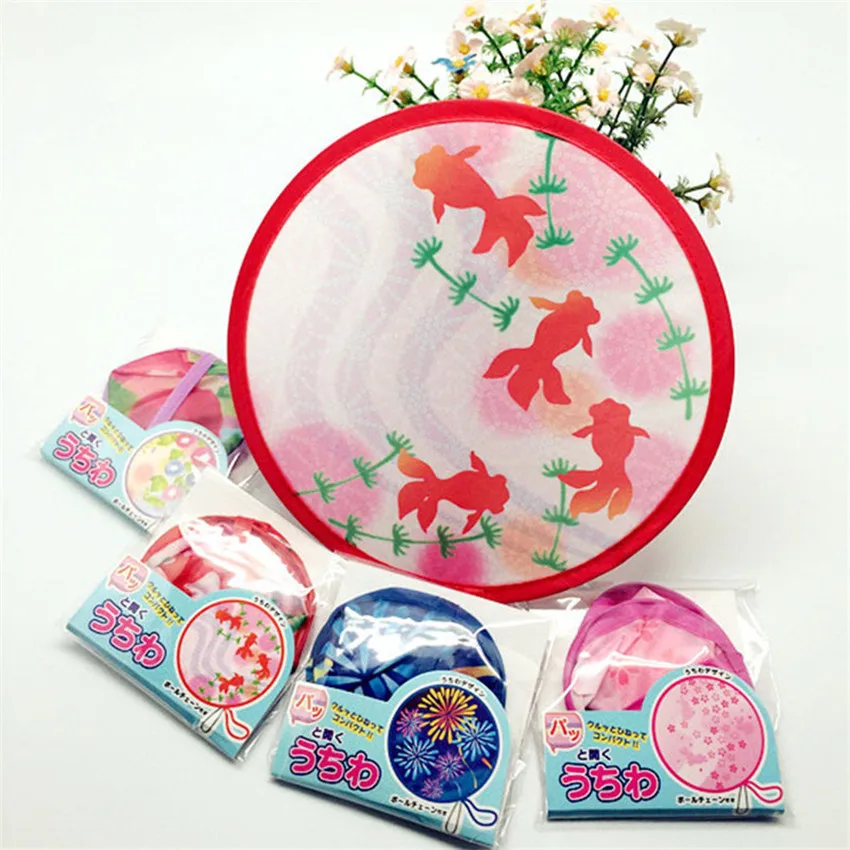 Various Nylon Portable Folding Fan for Gift Fan Cool Summer Hand Fan/Flying Disk Creative Party Gift folding hand fan