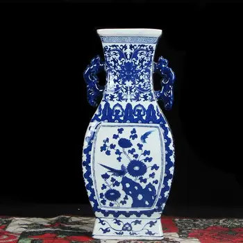 

Jingdezhen New Chinese Ceramics Blue And White Vases Flower Arranging Crafts Tv Cabinets Living Room Soft Furnishing Home vase