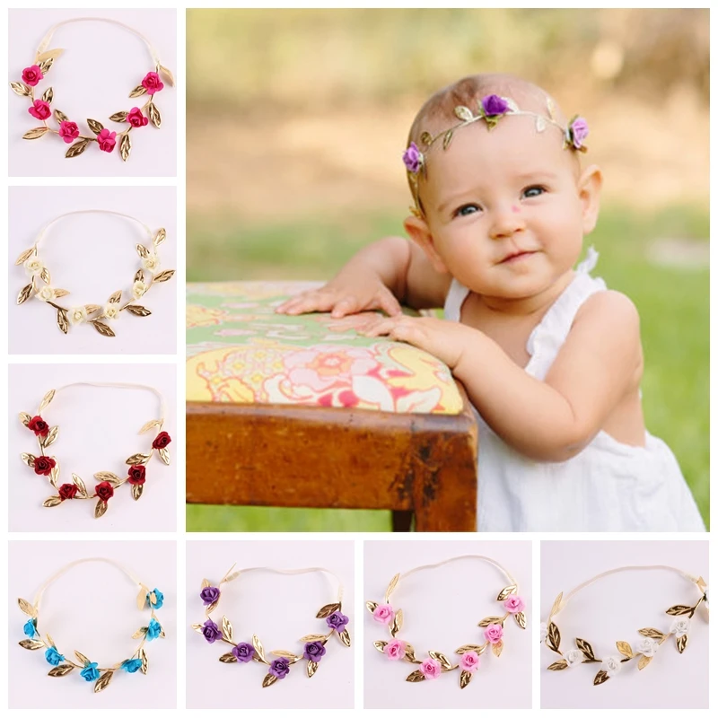 Baby Girls Flower Crown Wreath Headband Boho Floral Headband Newborn