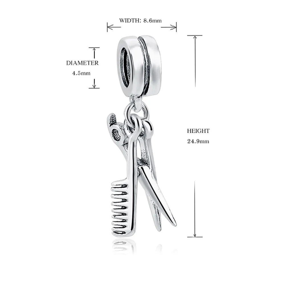 Лидер продаж Fit Orignal Pandora Талисманы 925 серебряный браслет парикмахерские Инструменты Ножницы и расческой ювелирные изделия для Для женщин Подарки