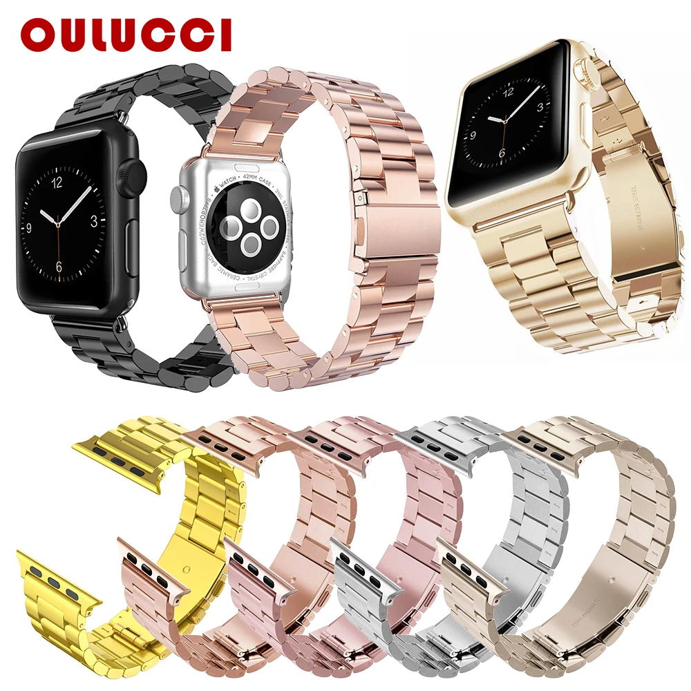 Ремешок для Apple Watch 42/44 мм браслет из нержавеющей стали черного и золотого цвета