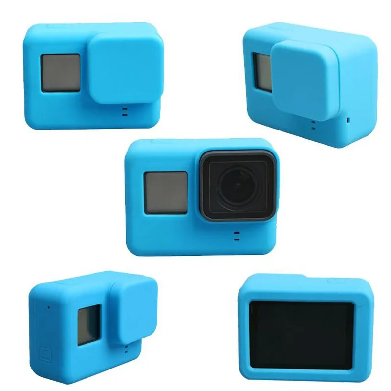 Силиконовая Защитная крышка для объектива, защитный чехол для GoPro Hero 5, 6, 7, Hero5, Hero6, Hero7, черная рамка для камеры