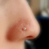 925 Sterling Silver 2mm Clear Crystal nose Stud Nose Piercing Pin body jewelry 20pcs/pack 6
