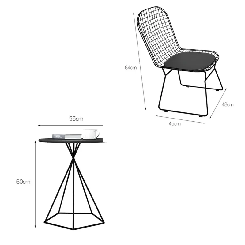 1 шт. круглый стол+ 2 шт. стул из кованого железа журнальный столик и стул Золотой/белый/черный балкон досуг кафе плетеный стул набор для чайного столика
