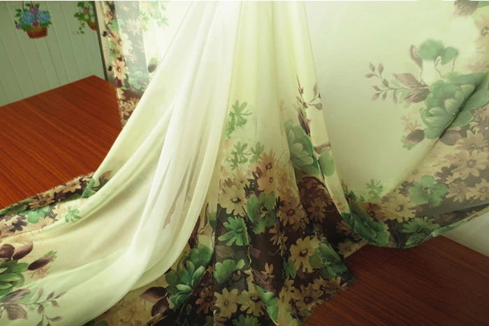 2 м/лот зеленая Розовая Шифоновая Марля с цветочным принтом|fabric|fabric evening dressesdress silk