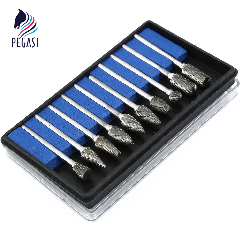 PEGASI 10Pcs Mini Dremel Accessories Grinder Carving Engraving Drill