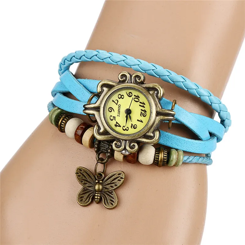 Newest Women's watches brand fashion ladies watch Weave leather band Quartz Around Lady Wrist Watches clock Bracelet Reloj M18 (2)