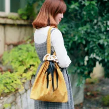 Yile Drawstring замши Повседневное Торговый Tote Сумка белый шар Синтетическое закрытие волос 4 цвета на выбор a-058