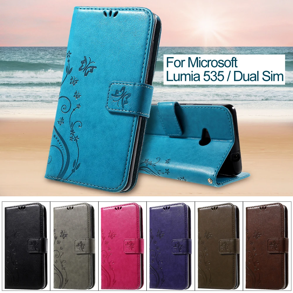 for Microsoft Lumia 535 5.0-inch Phone Bag/Case Butterfly Wallet Leather Cover for Nokia Microsoft Lumia 535 / Dual Sim 
