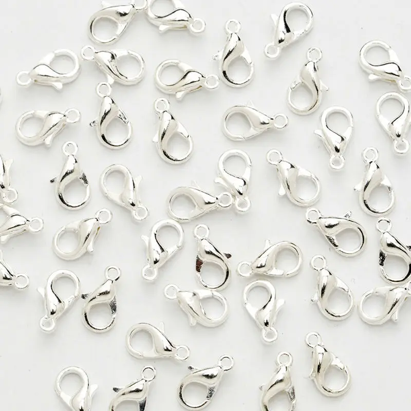 

100pcs 12mm silver plated lobster clasp,jewelry findings,accessories,for DIY jewelry making,metal filled,wholesale-10068401