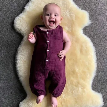 

0-18 Months Adorable Newborn Baby Boy Girl Clothes Sleeveless Sigle Breasted Romper Comfortable Jumpsuit Summer Baby Clothes