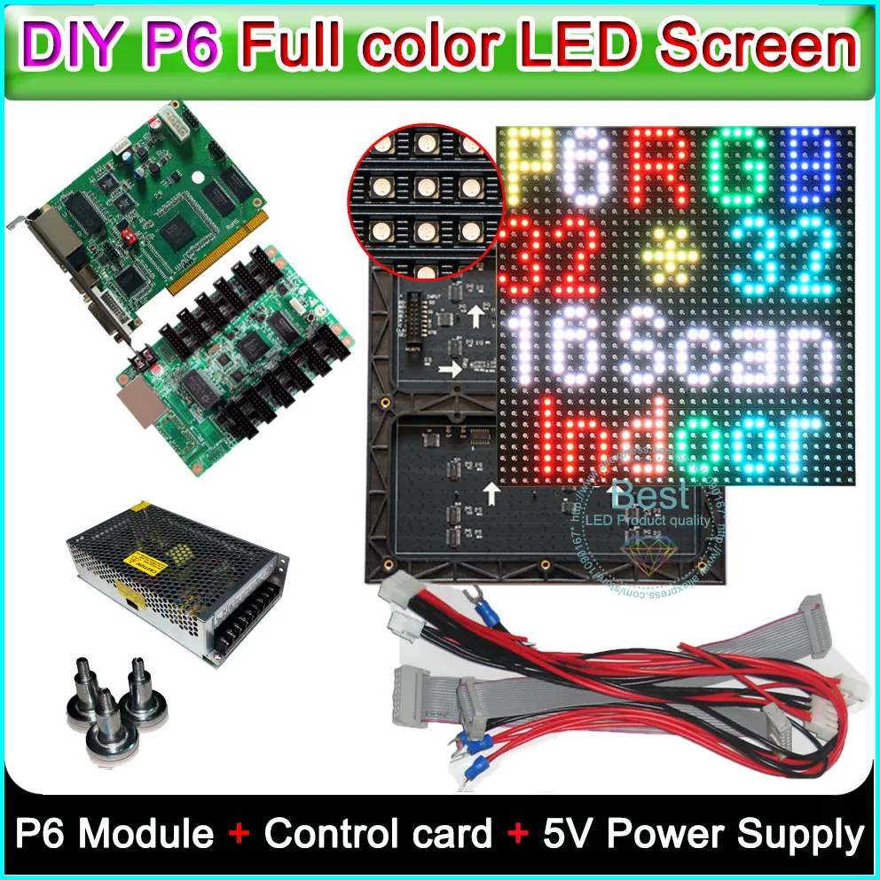 

DIY Indoor Full Color LED displays, SMD P6 LED Module 25pcs+, Linsn TS802D Sending card+, RV908 Receiving card+power supply