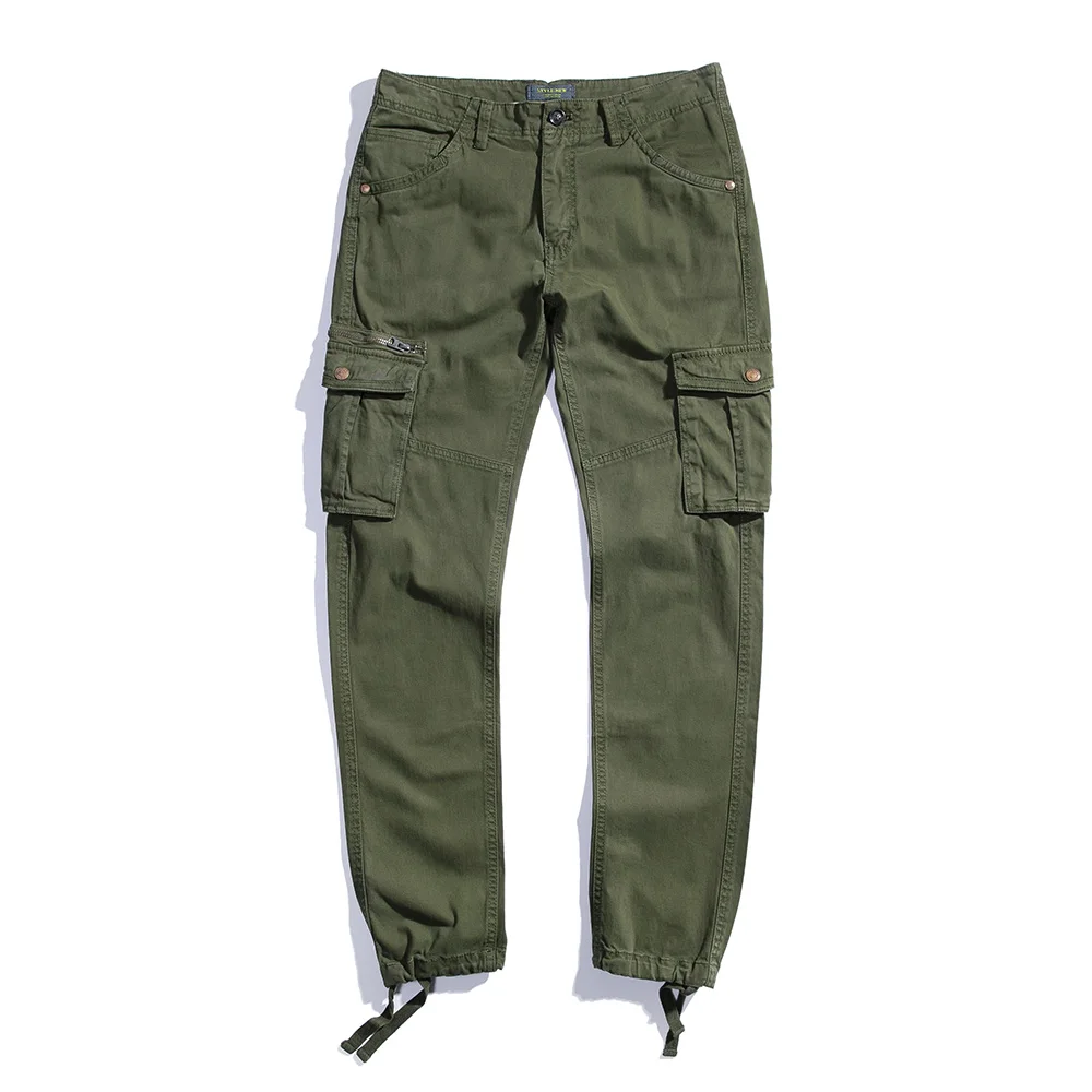 Весенне-осенние мужские хлопковые брюки карго цвета хаки, повседневные, с несколькими карманами, для мужчин, для улицы, высокое качество, длинные брюки, облегающие, G3535 - Цвет: Army green