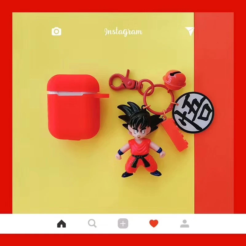 

Supre Anime Dragon Ball Wukong cool keychain Bluetooth Wireless Earphone Case For Apple AirPods 1 2 Headset fuuny cover