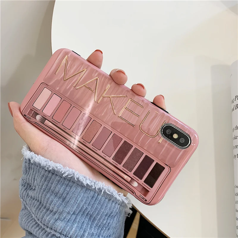 ماكياج عينيه لوحة جراب هاتف ل iphone XS ماكس XR XS ل iphone 6 6s 7 8 زائد لامعة لينة غطاء حافظة من السيليكون