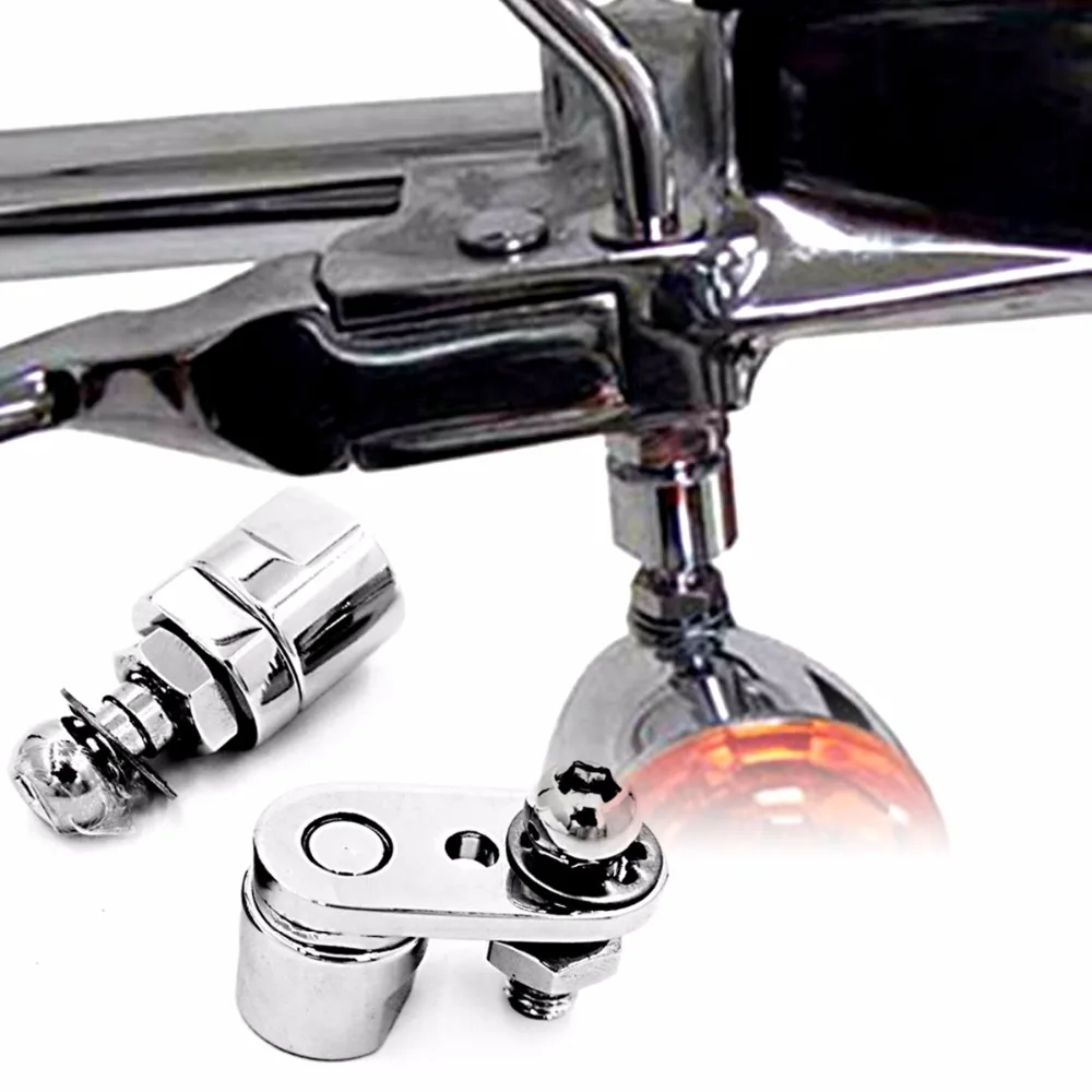 Chrome Turn Signal Relocation Brackets For Harley Dyna