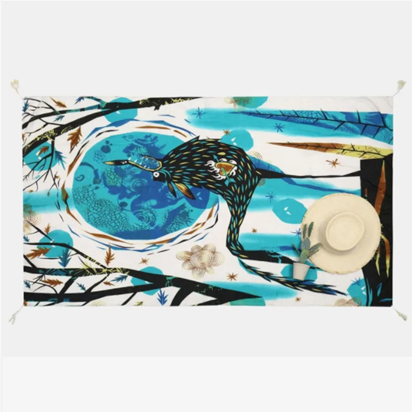 New Summer Women Beach Skirts 2019 Long Hippie Flowers Printed Elastic Waist Beach Towel Cloak Skirt #E11 (13)