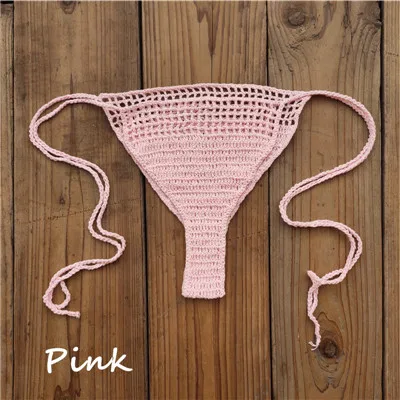 13 цветов, вязанные крючком стринги, Сексуальное мини бикини, Пляжное, для загара, для женщин, микро купальники, штаны - Цвет: Розовый