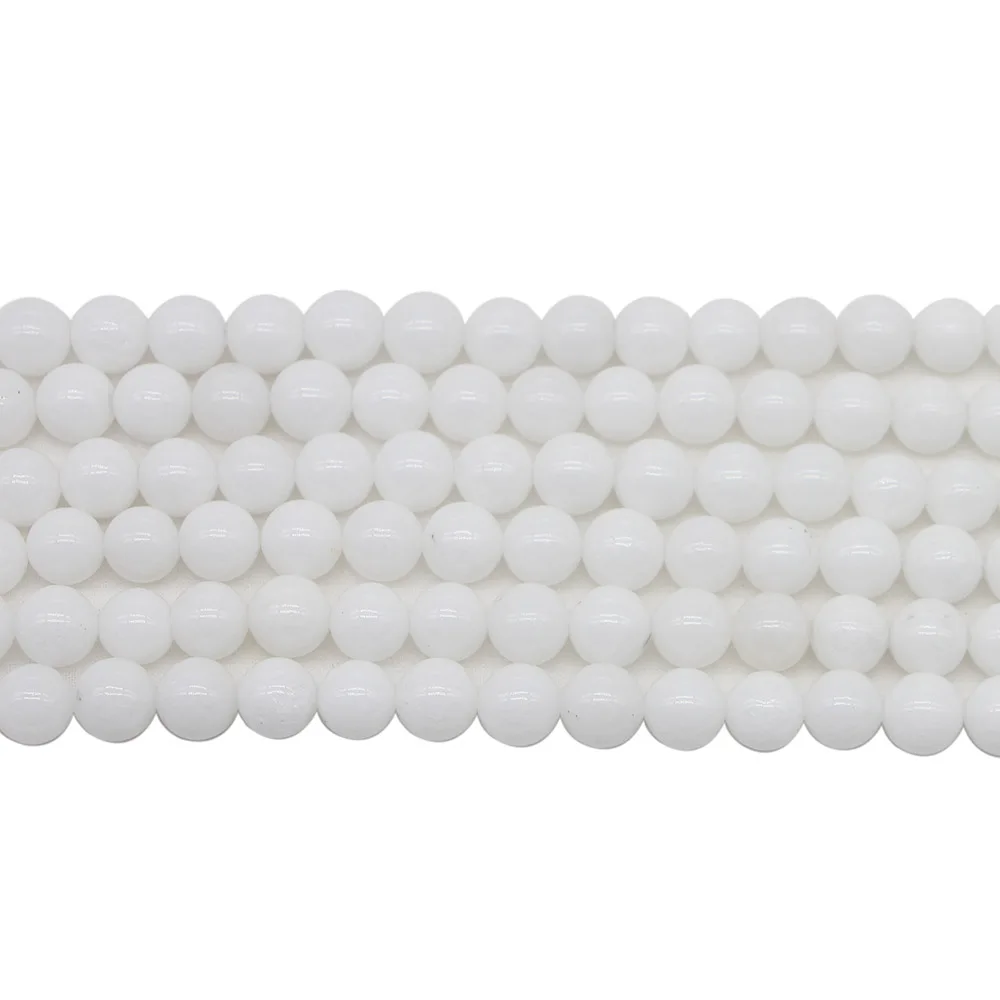 

1strand/lot 4 6 8 10 12 mm Natural Stone White Porcelain Jades Round Loose Spacer Beads For Jewelry Making Findings DIY Bracelet