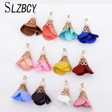 20 шт. ручной работы цветок веер кисточки кулон для ювелирных изделий DIY прививка изготовление смешанных типов подвески женские серьги бархатные материалы Поставки