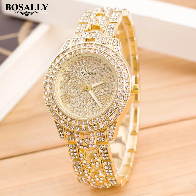 2018 new diamond encrusted dial stainless steel strap watch casual exquisite precision luxury