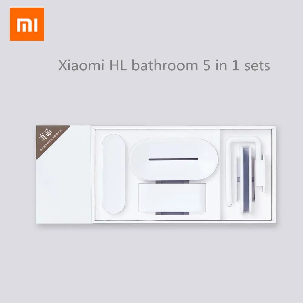 Xiaomi mijia HL Ванная комната 5 в 1 наборы для мыла крюк Коробка для хранения и держатель телефона для ванной комнаты душевая комната инструмент - Цвет: Белый