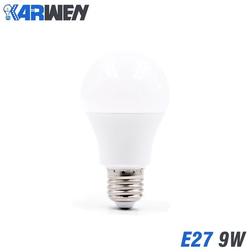 KARWEN 6 шт. светодиодный лампы E27 AC 220V 3 Вт, 5 Вт, 7 Вт, 9 Вт, 12 Вт, 15 Вт, 18 Вт, холодный и теплый белый лампада светодиодный светильник Точечный светильник для игры в Настольный светодиодный светильник - Испускаемый цвет: 9W