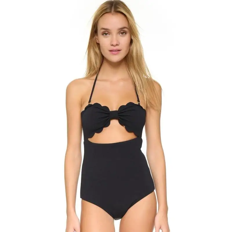 

2017 Lace Summer Sexy Women Beach Bikini Set Chic Black Swimwear Halter Wear s5