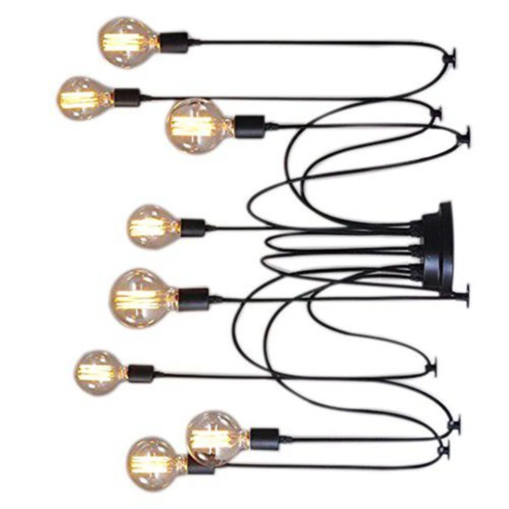  8 Pcs Lights Vintage Edison Lamp Shade Multiple Adjustable DIY Ceiling Spider Lamp Pendent Lighting