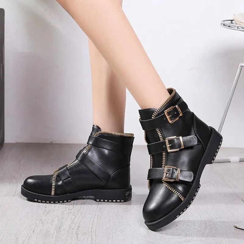 COOTELILI Fashion Zipper Boots Women Shoes Woman Ankle Boots For Women 4cm Heel Winter Autumn Rubber Boots Women 35-40 (10)