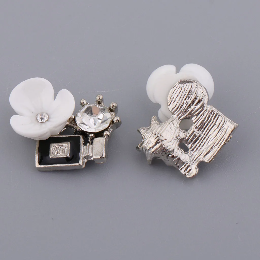 10Pcs Beautiful Flower Rhinestone Flatback Buttons Embellishments Charms for DIY Brooch Jewelry Hair Findings Wedding Decoration