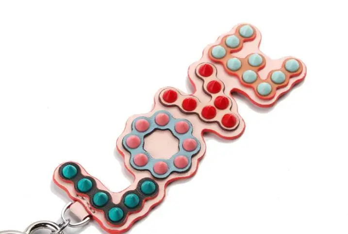 RTATD Genuine Leather Rivet LOVE Letter Design Pendent Bags Lightweight Organizers Fashion Bag Accessories B113
