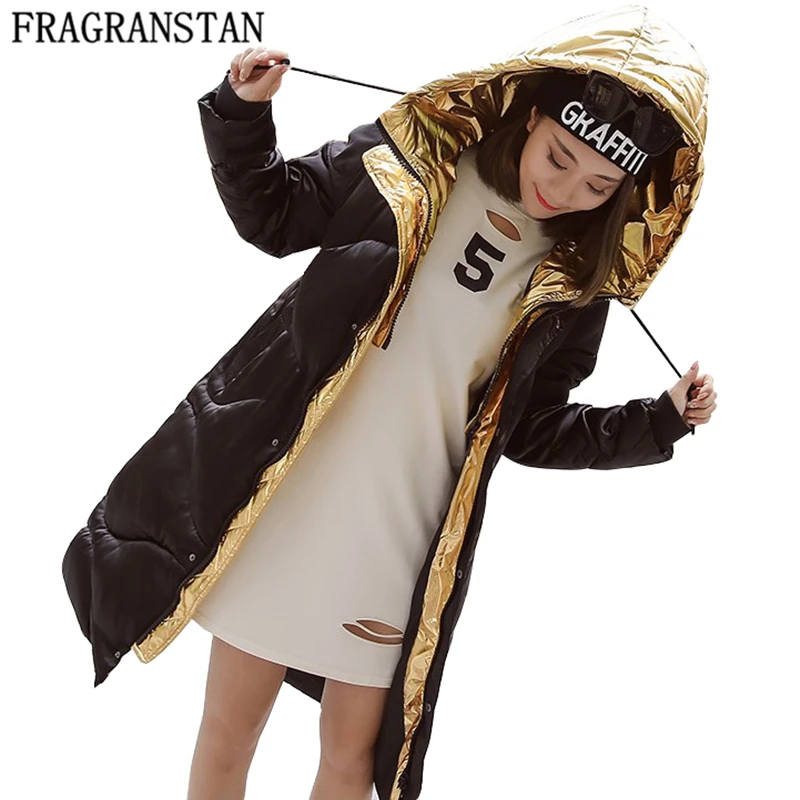 

2018 Autumn Winter New Fashion Women Parkas Hooded Jacket Casual Slim Vestidos Ladies Embroidery Loose Wadded Cotton Coat LY233