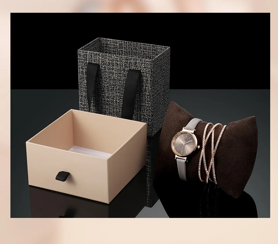 IBSO женские кожаные часы набор розовый золотистый браслет со стразами ювелирные часы Рождественский подарок коробка для женщин ювелирные часы набор