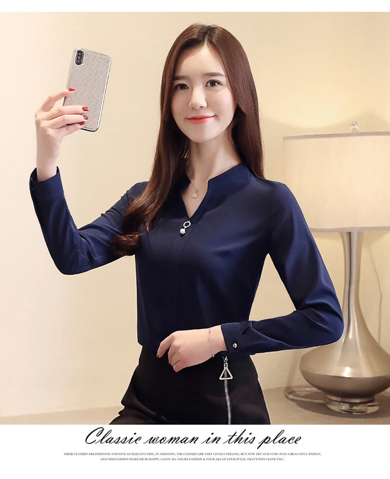 FREE SHIPPING Women V-Neck Chiffon Blouse OG0728